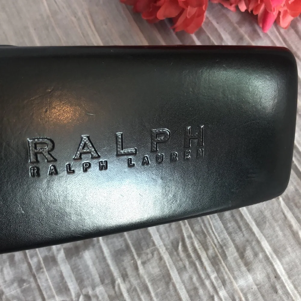 RALPH LAUREN black leather hardshell snap close eyeglasses sunglasses case